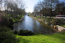 836367 Gezicht op de beëindiging van de Stadsbuitengracht te Utrecht, met links het Geertebolwerk en rechts de ...